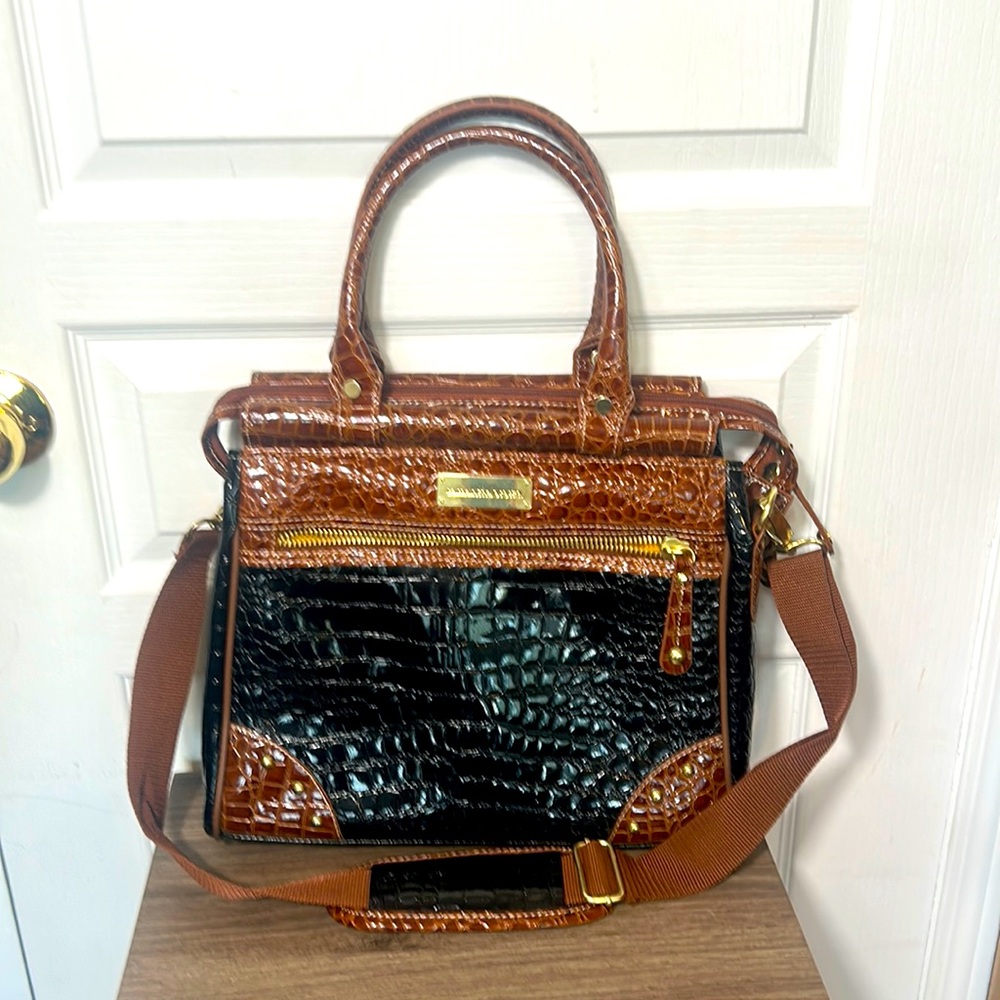 SAMANTHA BROWN CROCO EMBOSSED VEGAN LEATHER TRAVEL BAG